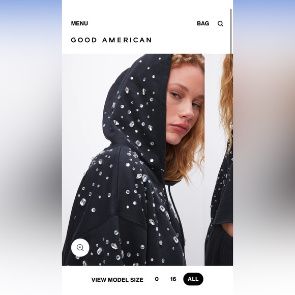 Good American size 0 black crystal embellished fleeced hoodie - Picture 3 of 4